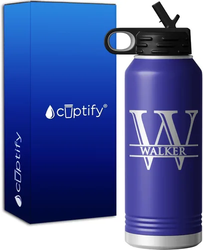 Vista 12 de Vaso personalizado de regalo de cumpleaños para mujeres y hombres, con monograma de escritura dividida, inicial y nombre grabado en negro, taza