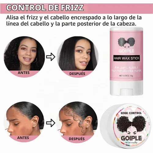 Vista 6 de Juego de pegamento para peluca de encaje frontal, resistente al agua con herramientas, barra de cera para el cabello, removedor, cera de control