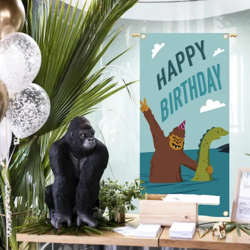 Vista 5 de Bigfoot Loch Ness Monster - Decoración para fiesta de cumpleaños, baby shower o fiesta temática de monstruos, cabina de fotos, decoración de telón