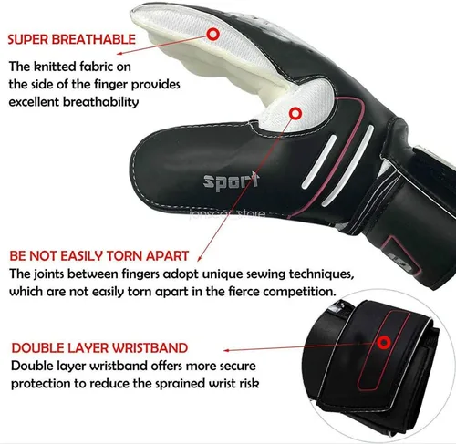 Vista 2 de Guantes de portero de fútbol profesional para niños y adultos y jóvenes con protección para los dedos, guantes de portero de fútbol de látex