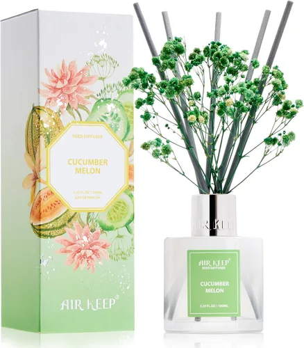 Vista 11 de Airkeep Juego de difusor de varillas – 3.38 onzas líquidas (3.4 fl oz), difusor de aroma de bambú para el hogar, incluye 8 varillas difusoras