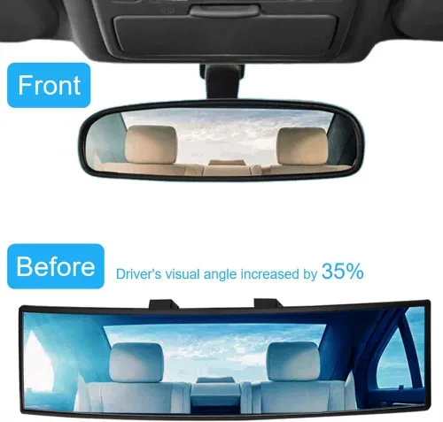 Vista 2 de OBTANIM Espejo retrovisor para coche de 10.6 pulgadas de vidrio HD antirreflejos con clip, panorámico de gran angular, espejo retrovisor