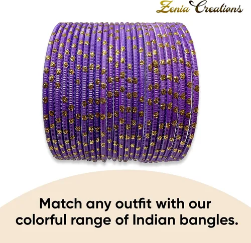 Vista 5 de Zenia Creations - Juego de pulseras de metal de 24 piezas, joyería étnica india para bodas, fiestas y uso diario de moda, pulseras coloridas