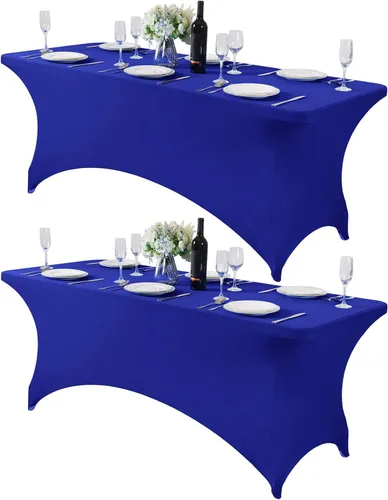 Vista 58 de Mantel de elastano para mesa de 6, 4 o 8 pies, universal, ajustable, para fiestas, banquetes, bodas y eventos, color verde manzana
