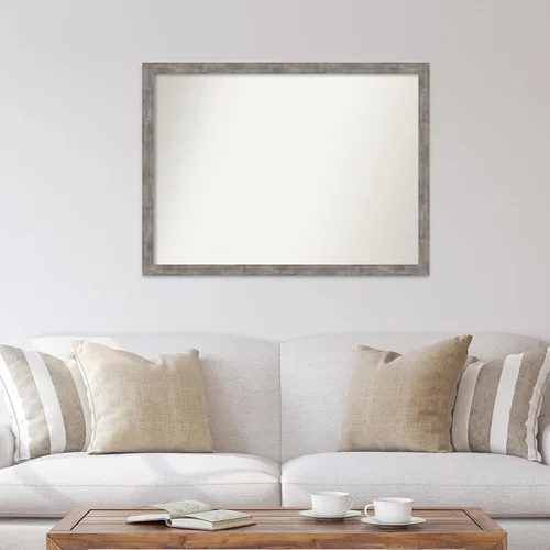 Vista 310 de Amanti Art Silver Bathroom Mirror for Over Sink, 26x35 Custom Made Marred Pewter Rectangle Vanity Mirror, Large Casual Wood Frame, Hangs Horizonally