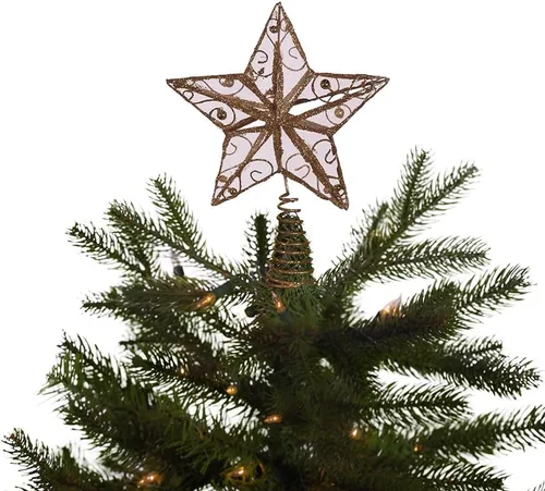 Vista 6 de Estrella Kurt Adler para árbol de Navidad, de alambre dorado, de 6-1/4 pulgadas
