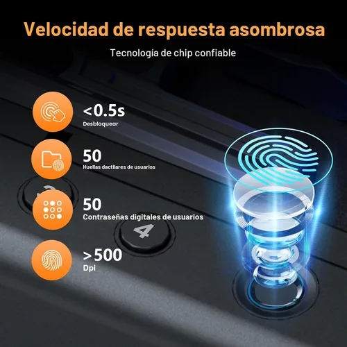 Vista 6 de PINEWORLD Caja fuerte para armas, caja de seguridad biométrica para pistola, caja fuerte para pistola con teclado retroiluminado de huellas