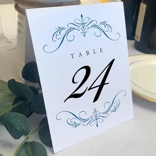 Vista 10 de Classic Flourish - Números de mesa de boda, negro, 1-10, doble cara, tienda de campaña o uso en un soporte, ideal para fiestas y restaurantes
