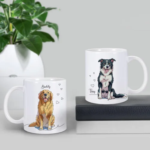 Vista 3 de Taza de café personalizada para perro, taza de café personalizada de 11 onzas, taza de café personalizada con nombre de foto de mascota, regalos