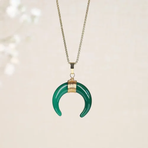 Vista 3 de COAI Collar de luna de cristal curativo para mujer, Piedra, Ágata