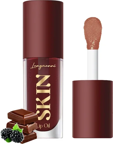 Vista 9 de LANGMANNI Aceite de labios hidratante, brillo labial no pegajoso, bálsamo labial, cuidado labial, aceite labial con sabor a fruta para labios secos