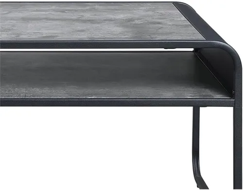Vista 7 de Acme Muebles Mesa de centro rectangular con estante abierto, gris concreto y negro
