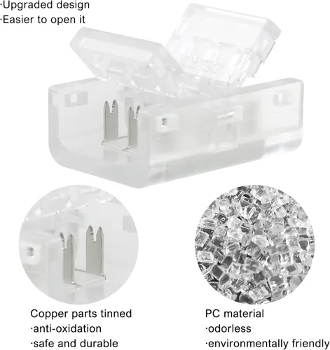 Vista 3 de RGBZONE 10 piezas 3 pines 8mm Conectores de tira LED Actualizados Conector rápido de tira a tira sin soldaduras y sin brechas para tira de luz LED