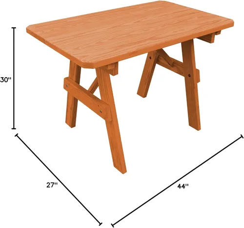 Vista 2 de Furniture Barn USA Mesa tradicional de pino tratado a presión de 4 pies, tinte de cedro mancha de cedro