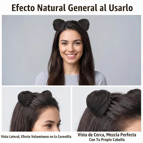 Vista 6 de Orejas de gato con clip de pinza de moño en moño espacial, extensiones de cabello con orejas de gato, accesorio de peluca, extensiones de cola