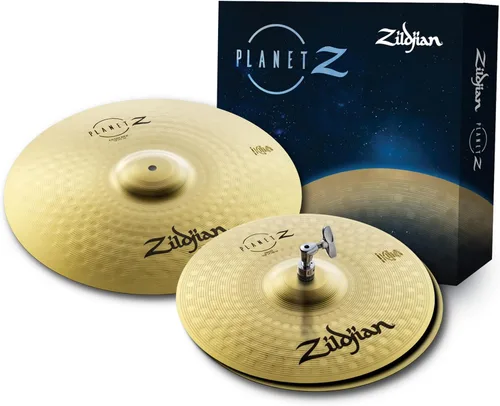 Vista 12 de Zildjian ZP4PK Planet Z - Paquete completo de platillos de 14/16/20 pulgadas Crash and Ride Included, Drum Set Starter Kit for New Players, Bright