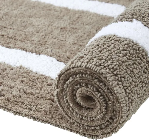 Vista 4 de Better Trends - Alfombra de baño 100% algodón reversible, altamente absorbente y lavable a máquina, suave, tapete de ducha para piso de baño