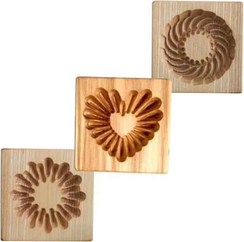 Vista 12 de Molde de Galletas de Madera Herramienta de Decoración de Galletas de Madera Moldes de Galletas 3D Molde de Hornear Gracioso Arte de Relieve Navidad