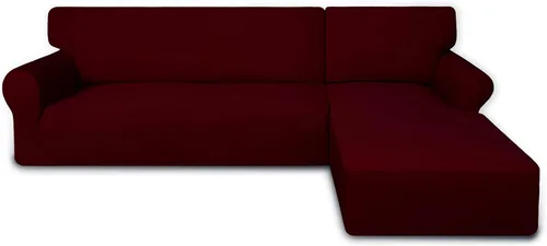 Vista 30 de PureFit - Fundas superelásticas para sofá modular en L, 2 fundas de elastano antideslizantes con borde elástico, ideal para niños y mascotas