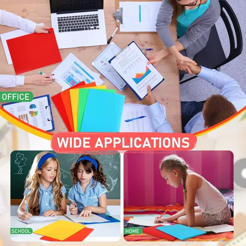Vista 6 de Maitys 150 carpetas de plástico resistentes con 2 bolsillos para documentos, 5 carpetas de colores con soporte para tarjetas para papel