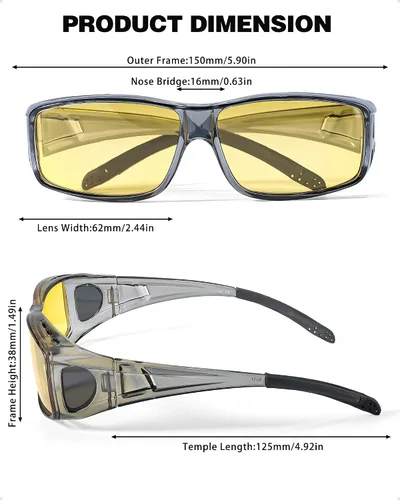 Vista 4 de IGnaef Lentes de conducción de visión nocturna para hombres y mujeres, lentes polarizados antirreflejos amarillos para la noche, IF0311