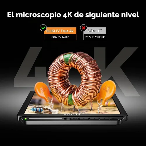 Vista 2 de Microscopio digital 4K, Elikliv EM4K - Microscopios de monedas de 8 pulgadas 2000x, microscopios HDMI de 52 MP, microscopio de soldadura