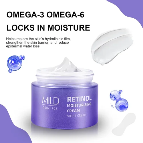 Vista 5 de Crema de noche con retinol y ácido hialurónico, hidratante facial antienvejecimiento, crema facial de retinol antienvejecimiento para mujeres