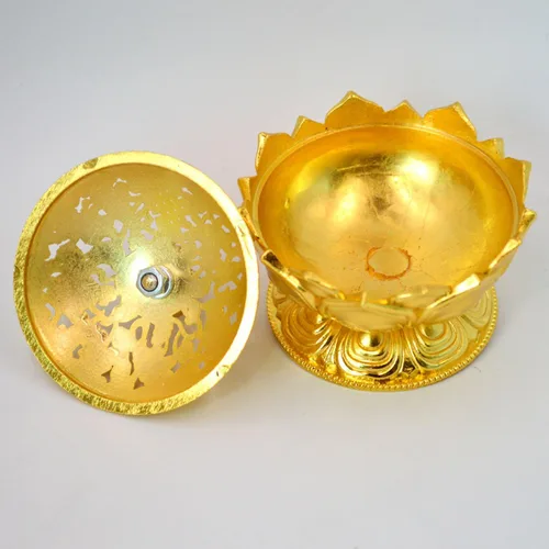 Vista 7 de Buddha Lotus Flower Zinc Aleación Metal Incienso Quemador Incienso Titular Incienso Incienso para palo/Cono/Pequeña Bobina Incienso