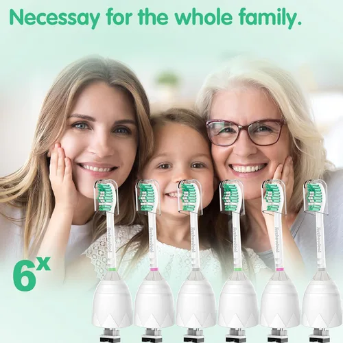 Vista 6 de Cabezales de cepillo de dientes de repuesto para Philips Sonicare Serie E, compatibles con Sonicare Essence, Elite, Advance, CleanCare HX7022/66, 6