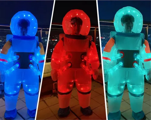 Vista 5 de bDDeDD Disfraz inflable de payaso con luz LED para fiesta de Navidad