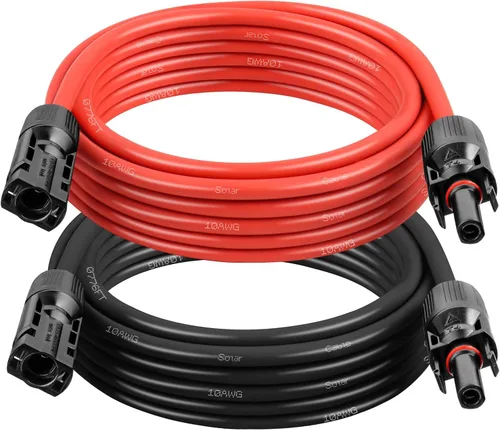 Vista 16 de XRDS -RF Cable de extensión solar 8AWG 3FT paquete de 2 unidades (rojo + negro), cable fotovoltaico con conectores solares macho/hembra, cable