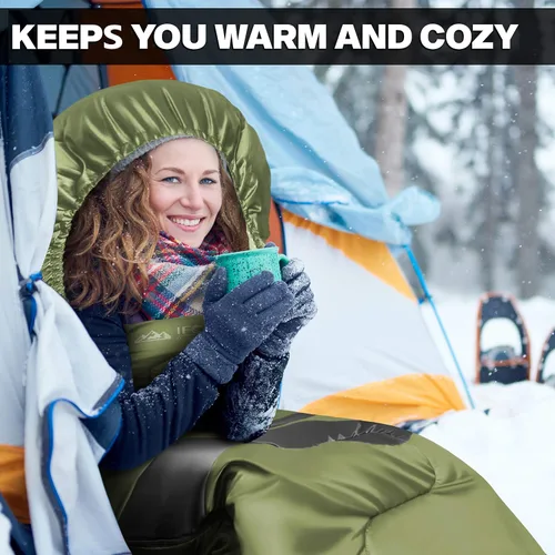 Vista 4 de IFORREST Sleeping Bag - Single-Person Cold Weather Camping Bed for Adults and Teens - 33/40in - Extra-Wide & Warm