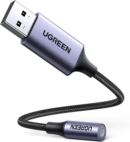 Vista 9 de UGREEN Adaptador de audio USB a conector de 3.5 mm Tarjeta de sonido con soporte para micrófono TRRS Auriculares DAC 24bit 96kHz USB a conector