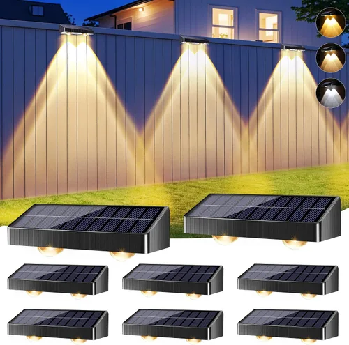 Vista 15 de Brizled Luces solares para valla al aire libre, paquete de 8 luces patrióticas para valla al aire libre, 9 colores y 11 modos RGBCW que cambian