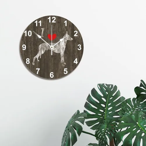 Vista 3 de I Love Doberman Clock Weathered Doberman Decorative Wall Clocks Estilo-7