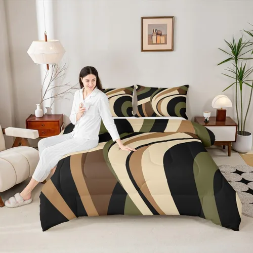 Vista 18 de Castle Fairy Juego de edredón con diseño de gato lindo para niños, tamaño twin, juego de ropa de cama con hojas de flores, luna, noche y cielo