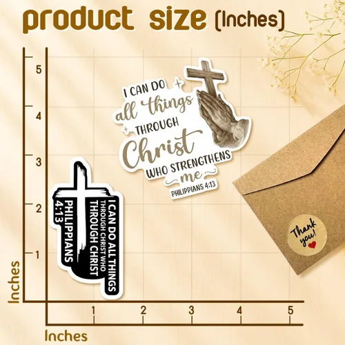 Vista 4 de (4 piezas) Calcomanías cristianas – Calcomanías de vinilo impermeables con versículo de la Biblia para laptop, botella de agua, automóvil