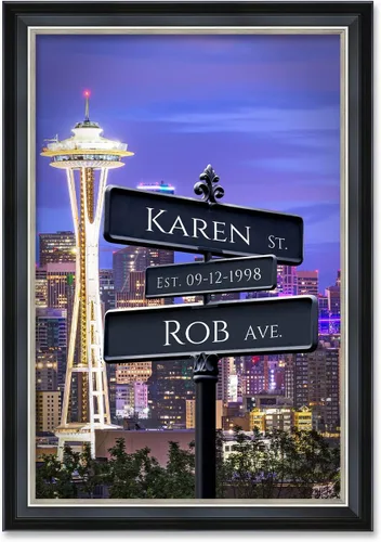 Vista 134 de IPIC - Personalized Framed Canvas with Custom Street Sign in Boston Personalized Street Signs with Names, Custom Canvas Print, Boston Sunset