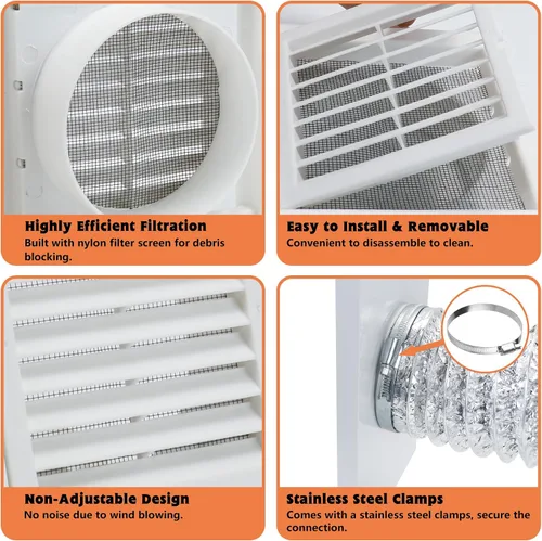Vista 3 de GCGOODS Kit de ventana de ventilación de secadora para manguera de secadora de 4 pulgadas, placas de sellado de ventilación ajustables para secadora