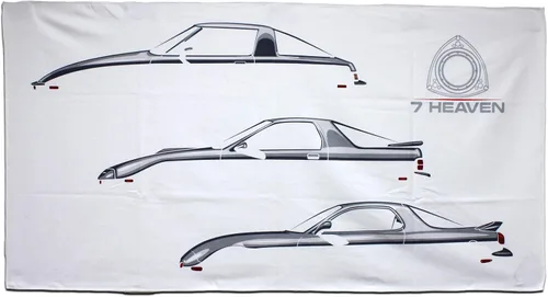 Vista 3 de Rotary13B1 7Heaven RX-7 FB FC FD - Toalla de playa blanca