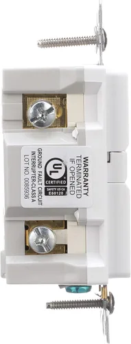 Vista 5 de Eaton GFCI - Receptáculo dúplex de autocomprobación 15A -125V con placa de pared de tamaño estándar, color blanco