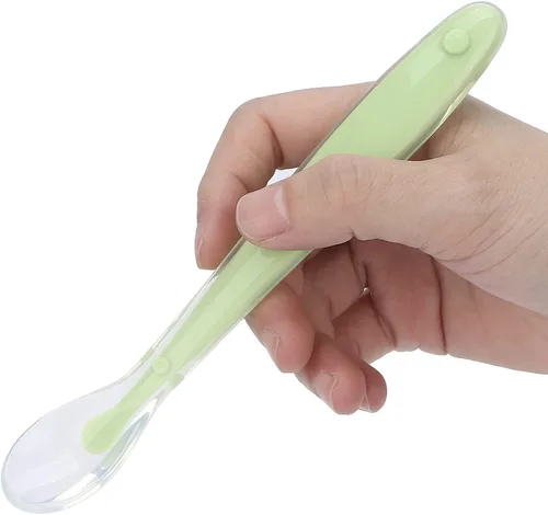 Vista 7 de Cuchara de alimentación para bebés, cuchara para bebé, silicona de alta elasticidad, diseño de envoltura completa, silicona de grado alimenticio