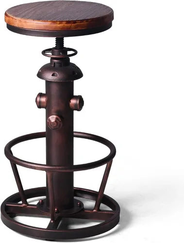 Vista 14 de LOKKHAN American Antique Steampunk Deco Taburete de bar industrial vintage retro elegante diseño de boca de incendios ajustable giratorio