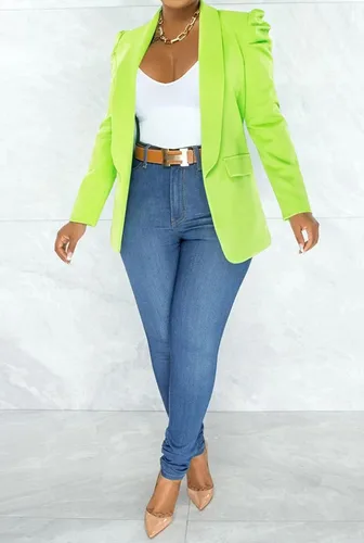 Vista 5 de Chaqueta de moda para mujer, con cuello de solapa de primavera, con botones, chaqueta para mujer, casual, de negocios