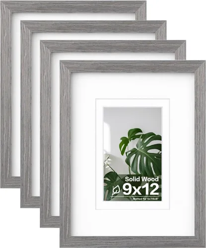 Vista 69 de Egofine - Juego de 4 portarretratos A4 de madera maciza y cubierta de plexiglás de 4 x 6/6 x 8 pulgadas con paspartú o A4 sin paspartú, para mesa