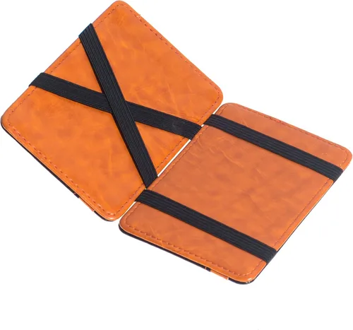 Vista 7 de Cartera delgada minimalista de cuero con clip mágico para hombre Negro
