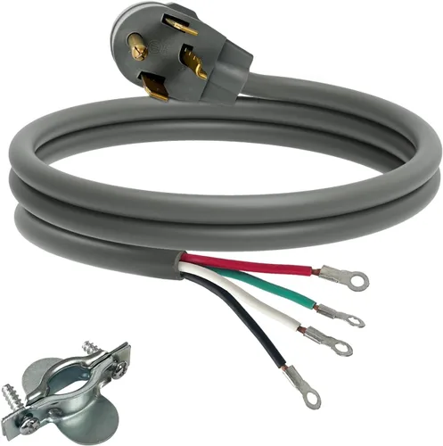 Vista 9 de Cable de secado de 4 puntas, 4 pies SRDT 10/4, cable de alimentación de extensión de electrodomésticos de 30 amperios, NEMA 14-30, negro