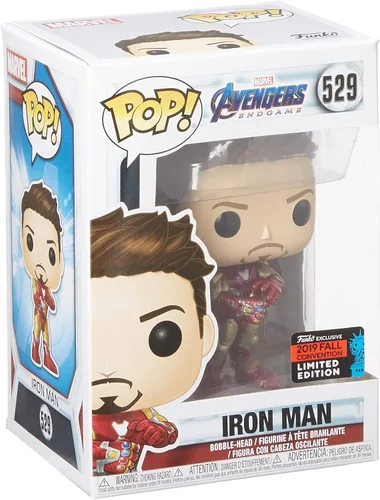 Vista 3 de Funko Pop de Marvel: Avengers Endgame: Tony Stark (Iron Man 3) con el Guantelete del Infitnito, exclusivo de la convención de otoño