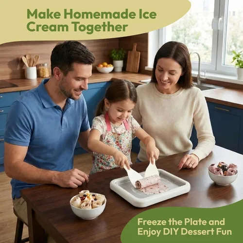 Vista 2 de Máquina de helados enrollados, rodillo de bandeja de congelación instantánea para rollo de helado casero de yogur congelado y sorbete de gelato
