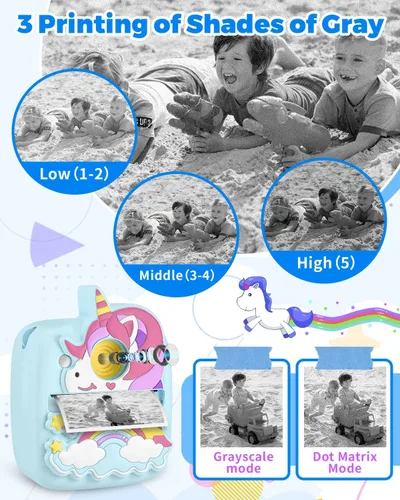 Vista 5 de Cámara para Niños Impresión Instantánea, Regalos de Navidad y Cumpleaños para Niños de 3 a 8 Años, Cámara de 48MP y 1080P para Niños con Papel